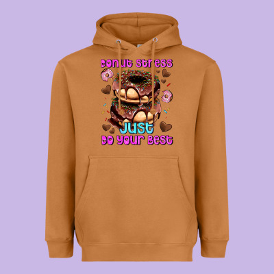 Donut Stress Just Do Your Best Heavyweight Hoodie Designed By Adodesignshop