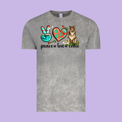 Peace Love Collie Vintage Tee Designed By Texasbilliewilder