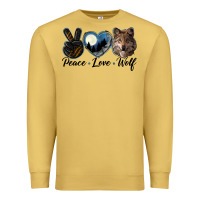 Antique Gold peace love wolf head Premium Sweatshirt - LillyAllenDesigns