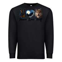 Black peace love wolf head Premium Sweatshirt - LillyAllenDesigns