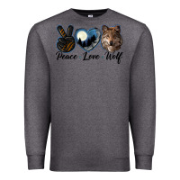 Charcoal Heather peace love wolf head Premium Sweatshirt - LillyAllenDesigns