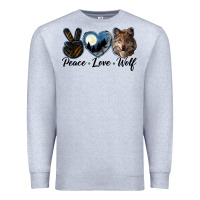 Heather Grey peace love wolf head Premium Sweatshirt - LillyAllenDesigns