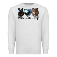 Oatmeal Heather peace love wolf head Premium Sweatshirt - LillyAllenDesigns