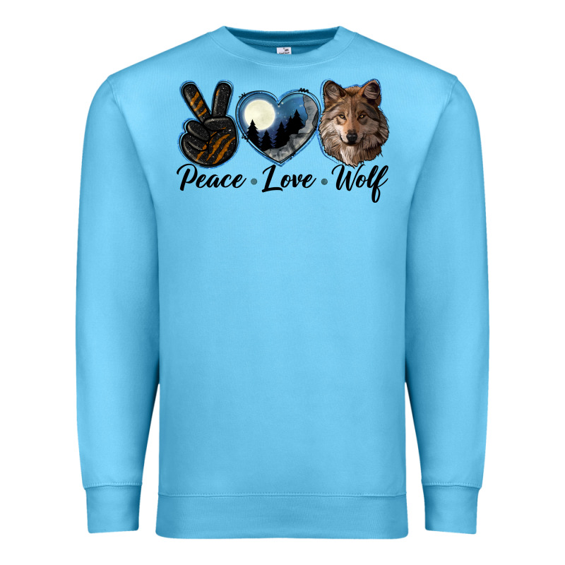 Peace Love Wolf Head Premium Sweatshirt by LillyAllenDesigns | Teevron