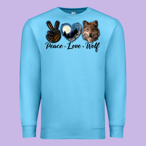 Peace Love Wolf Head Premium Sweatshirt Designed By Lillyallendesigns