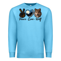 Ocean Blue peace love wolf head Premium Sweatshirt - LillyAllenDesigns