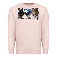 Pale Pink peace love wolf head Premium Sweatshirt - LillyAllenDesigns
