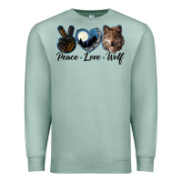 Seafoam peace love wolf head Premium Sweatshirt - LillyAllenDesigns