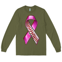 Army Green Breast Cancer Ribbon Baseball Long Sleeve Tee - texasbilliewilder