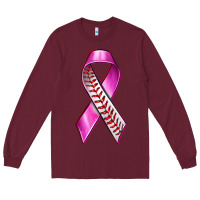 Burgundy Breast Cancer Ribbon Baseball Long Sleeve Tee - texasbilliewilder