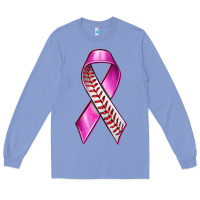 Colony Blue Breast Cancer Ribbon Baseball Long Sleeve Tee - texasbilliewilder