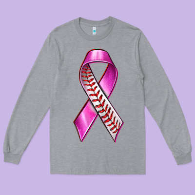 Breast Cancer Ribbon Baseball Long Sleeve Tee Designed By Texasbilliewilder