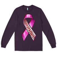 Plum Breast Cancer Ribbon Baseball Long Sleeve Tee - texasbilliewilder