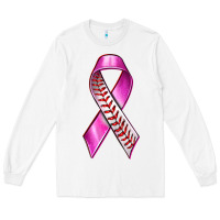 White Breast Cancer Ribbon Baseball Long Sleeve Tee - texasbilliewilder
