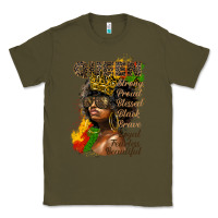 Army Green afro queen juneteenth Classic Tee - HRA Design Shop