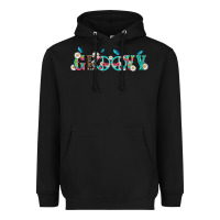 Black groovy with peace  sign flowers Heavyweight Hoodie - Artiststas