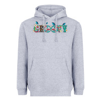 Heather Grey groovy with peace  sign flowers Heavyweight Hoodie - Artiststas