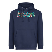 Navy groovy with peace  sign flowers Heavyweight Hoodie - Artiststas