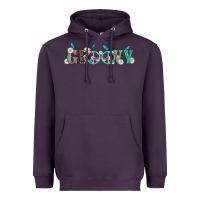 Plum groovy with peace  sign flowers Heavyweight Hoodie - Artiststas