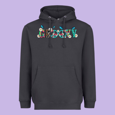 Groovy With Peace  Sign Flowers Heavyweight Hoodie Designed By Artiststas