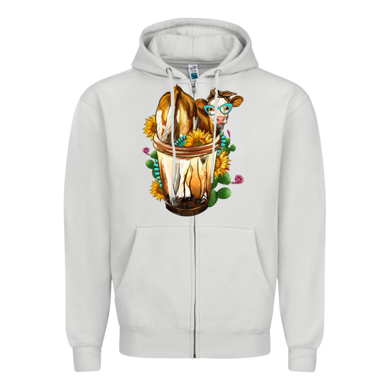 Simmental Cow Bobba Cup Zipper Hoodie by FaDigitalArtStudio | Teevron