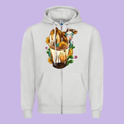 Simmental Cow Bobba Cup Zipper Hoodie Designed By Fadigitalartstudio