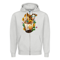 Dove Grey simmental cow bobba cup Zipper Hoodie - FaDigitalArtStudio