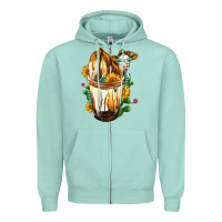 Seafoam simmental cow bobba cup Zipper Hoodie - FaDigitalArtStudio