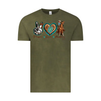 Vintage Olive peace love cowboy Vintage Tee - texasbilliewilder