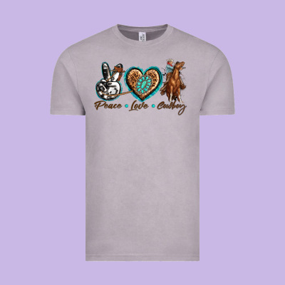Peace Love Cowboy Vintage Tee Designed By Texasbilliewilder