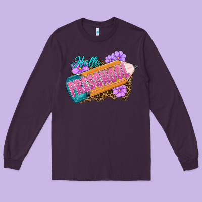 Hello Preschool Long Sleeve Tee Designed By Ranaportraitstore
