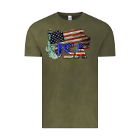 Vintage Olive usa  statue of liberty Vintage Tee - BarkalooDesign