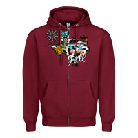 Burgundy tx yall western Zipper Hoodie - CowhideDigitalArt