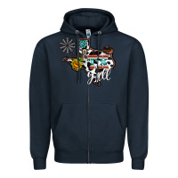 Navy tx yall western Zipper Hoodie - CowhideDigitalArt
