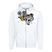 White tx yall western Zipper Hoodie - CowhideDigitalArt
