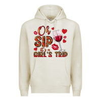 Oatmeal Heather oh sip its a girls trip Premium Hoodie - NancyCooperArtShop
