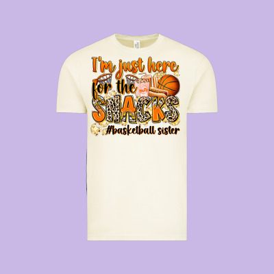 Im Just Here For The Snacks Basketball Sister Vintage Tee Designed By Zillion Design Studio