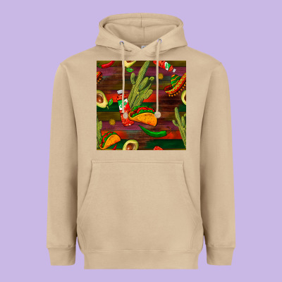 Mexican Food Seamless Pattern Heavyweight Hoodie Designed By Bundleandbundleshop