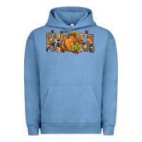 Pigment Pebble Blue Western Mom With Pumpkins Urban Hoodie - BundleAndBundleShop