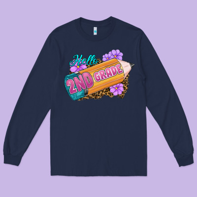 Hello 2nd Grade Long Sleeve Tee Designed By Ranaportraitstore