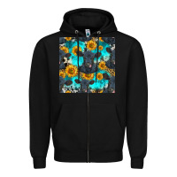 Black black angus and sunflowers seamless pattern Zipper Hoodie - HRA Design Shop