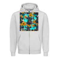 Dove Grey black angus and sunflowers seamless pattern Zipper Hoodie - HRA Design Shop