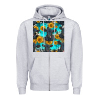 Heather Grey black angus and sunflowers seamless pattern Zipper Hoodie - HRA Design Shop