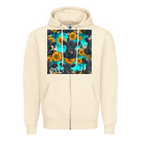 Sandshell black angus and sunflowers seamless pattern Zipper Hoodie - HRA Design Shop