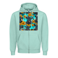 Seafoam black angus and sunflowers seamless pattern Zipper Hoodie - HRA Design Shop