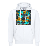 White black angus and sunflowers seamless pattern Zipper Hoodie - HRA Design Shop