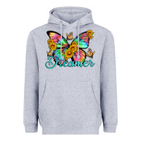 Heather Grey dreamer with Butterfly and sunflowers Heavyweight Hoodie - Artiststas