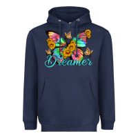 Navy dreamer with Butterfly and sunflowers Heavyweight Hoodie - Artiststas