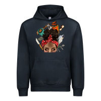 Navy Wild Camping Afro Messy Bbs Urban Hoodie - BundleAndBundleShop