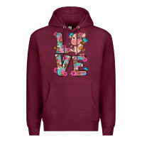 Burgundy love little cute cow Premium Hoodie - NancyCooperArtShop